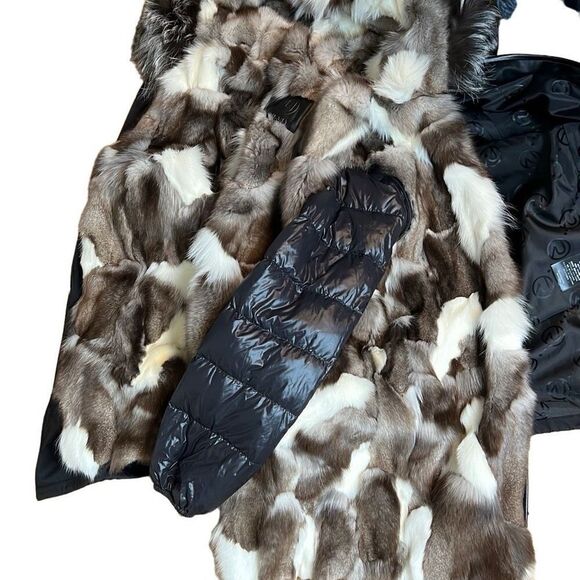 NWOT Ozlana Black+Classic Silver Fox Fur Parka - Picture 13 of 16